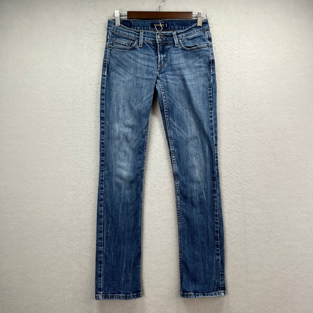Levis Jeans Womens 3M Blue 524 Too Superlow Low Rise Bootcut Y2K Stretch Denim